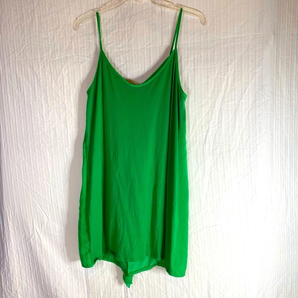 Zara green ruffle long cami tank top spaghetti strap size L - Picture 2 of 6